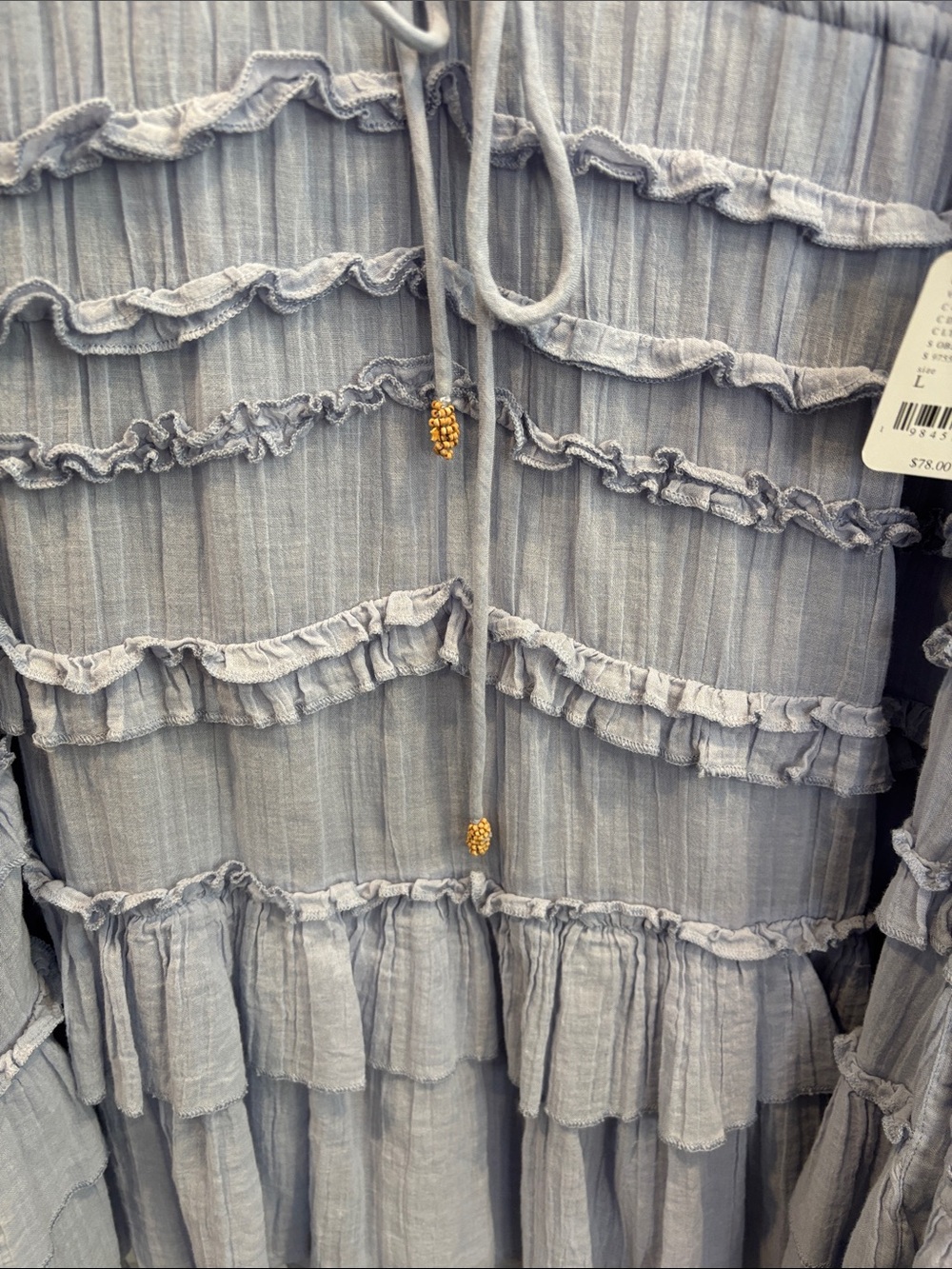 Free People Light Blue Ruffle Tie-Front Dress - Picture 3 of 4